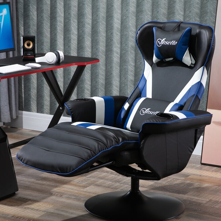 Gaming chair with online speakers and cup holder